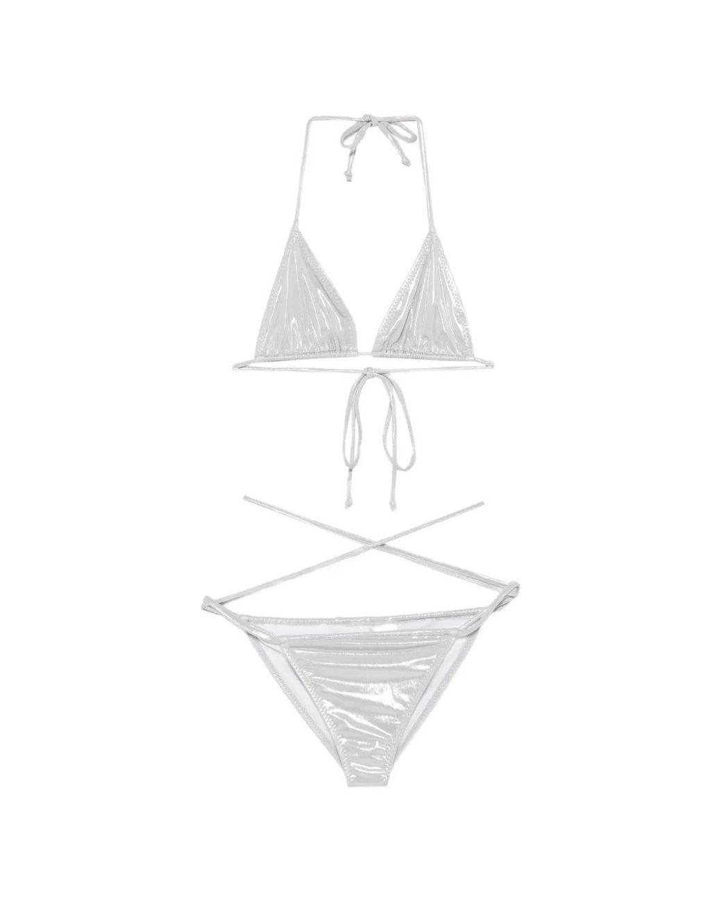 Norma Kamali White Criss-Cross Bikini