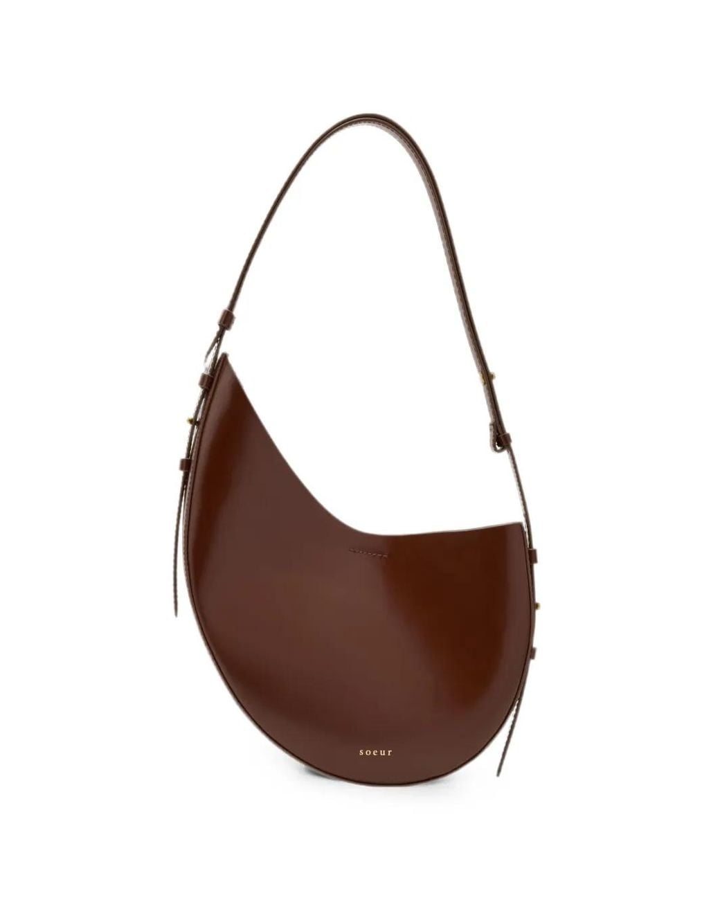 Soeur Brown Asymmetric-Cut Leather Shoulder Bag