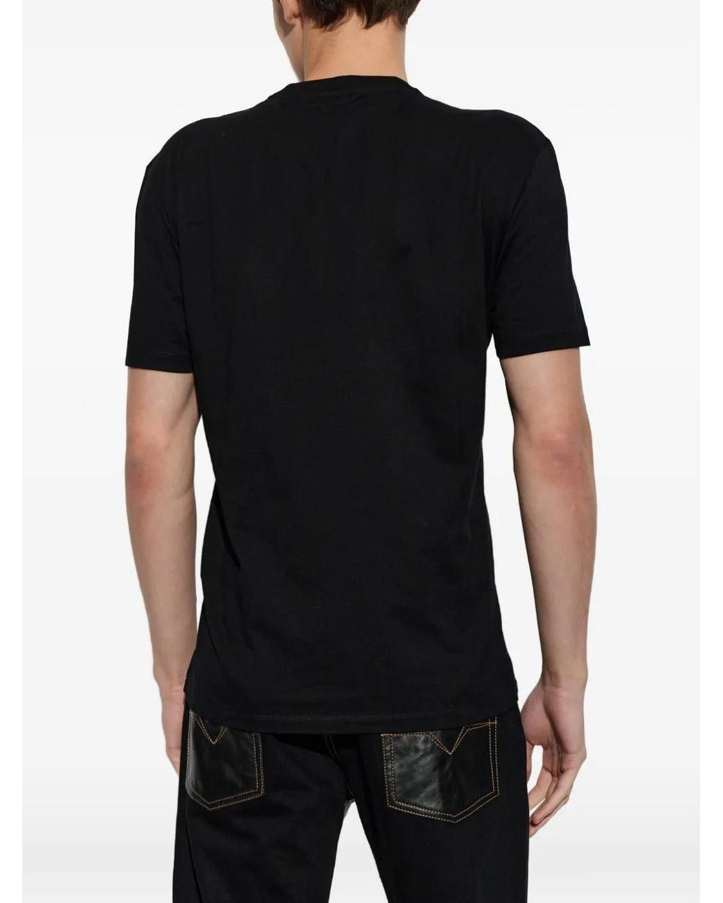 Versace Black T-Shirt With Logo for men