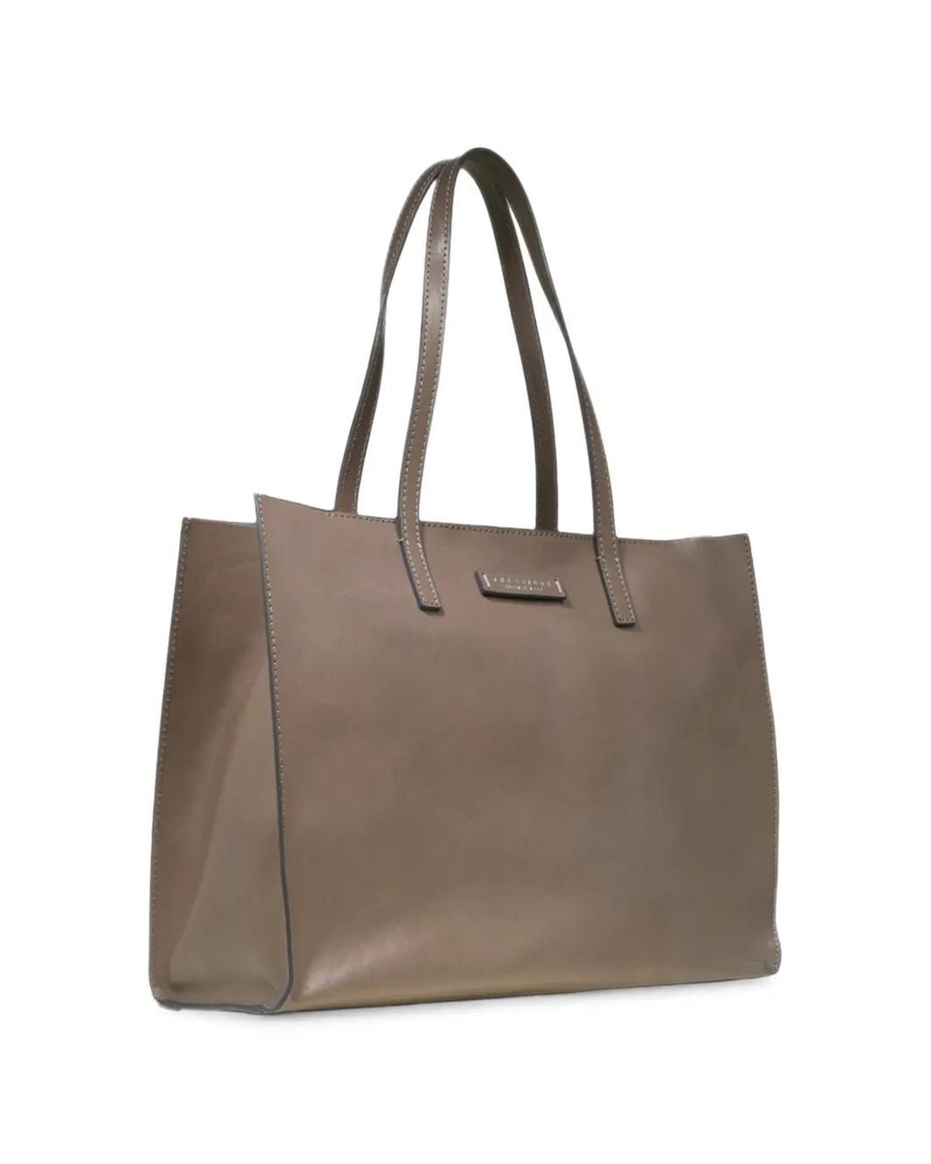 The Bridge Brown Logo-Plaque Leather Tote Bag