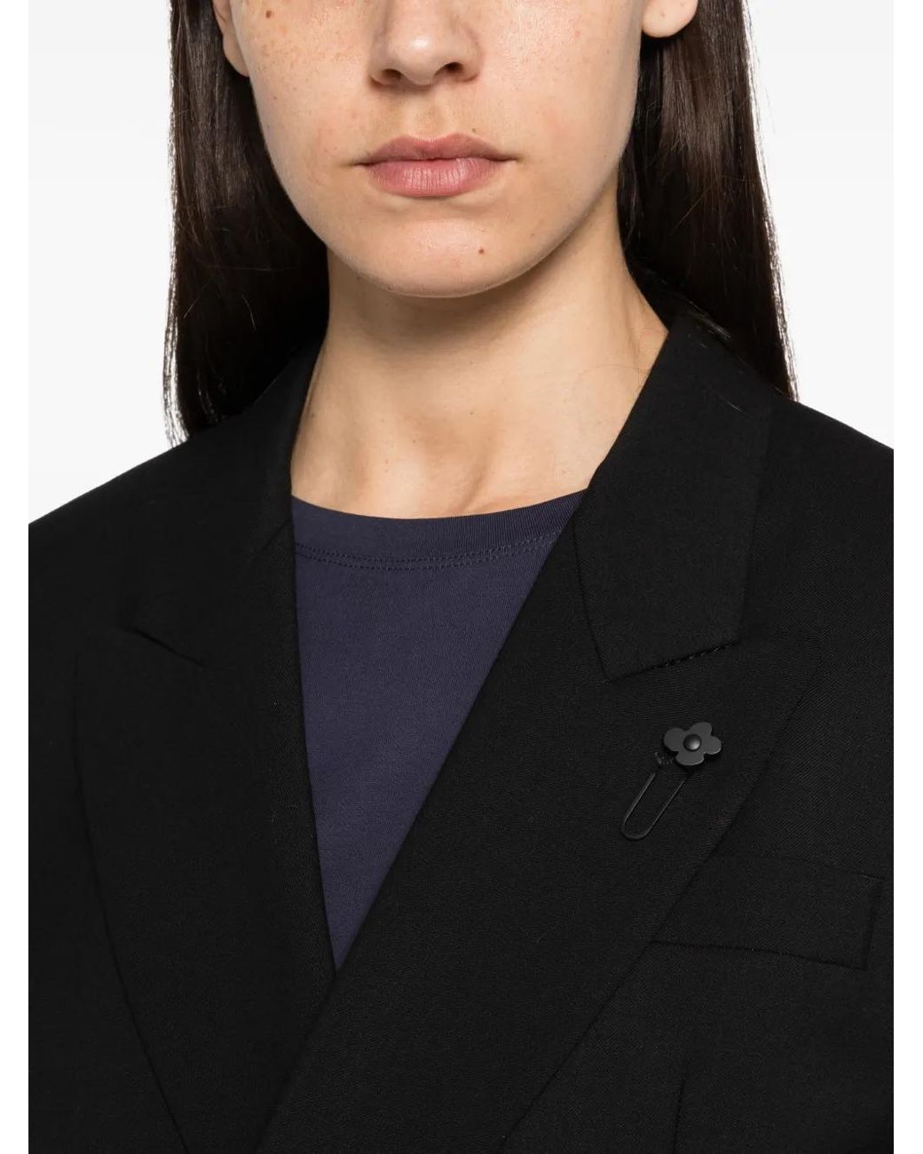 Lardini Black Double-Breasted Wool Jacket