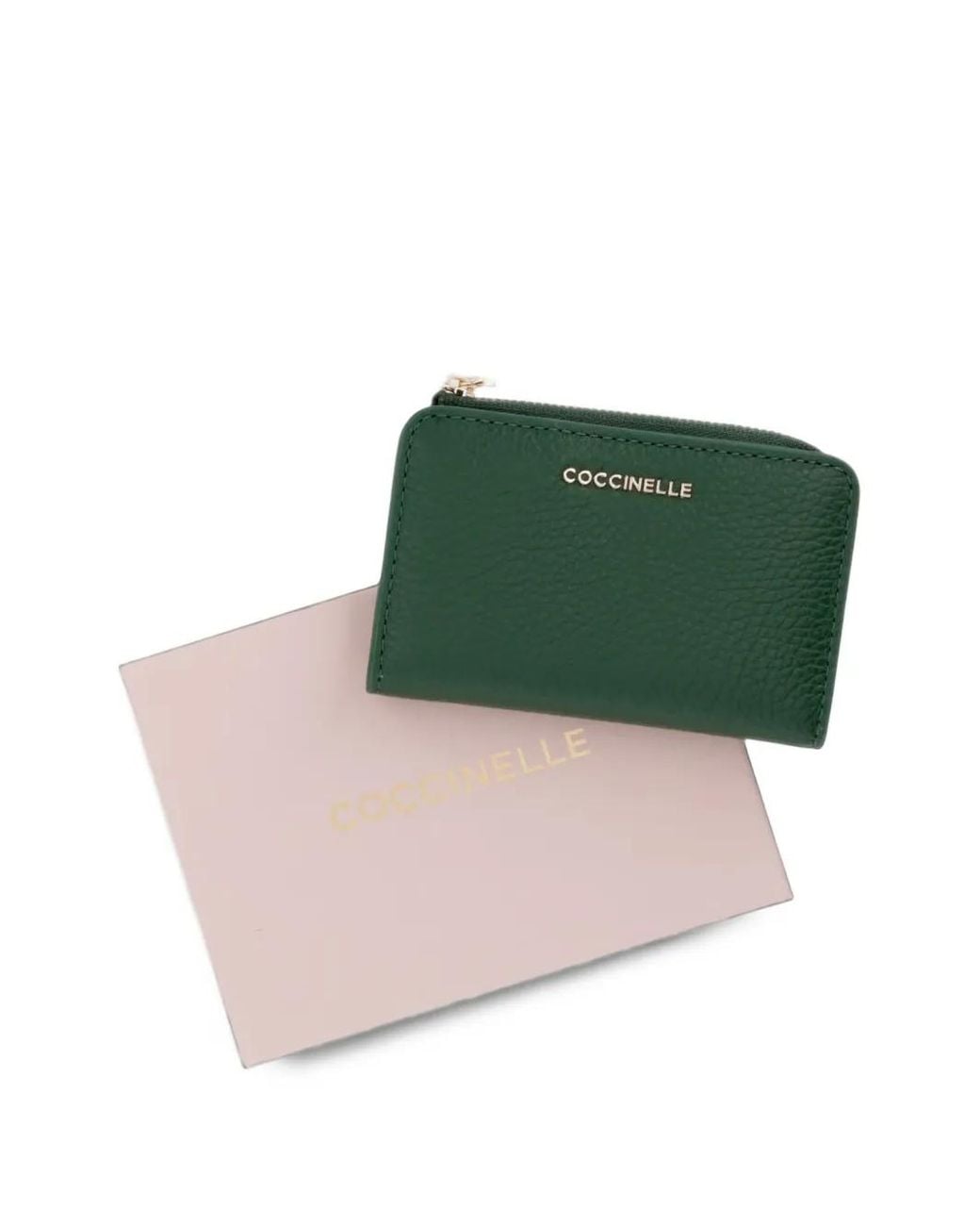 Coccinelle Green Logo-Plaque Pebbled-Leather Wallet for men