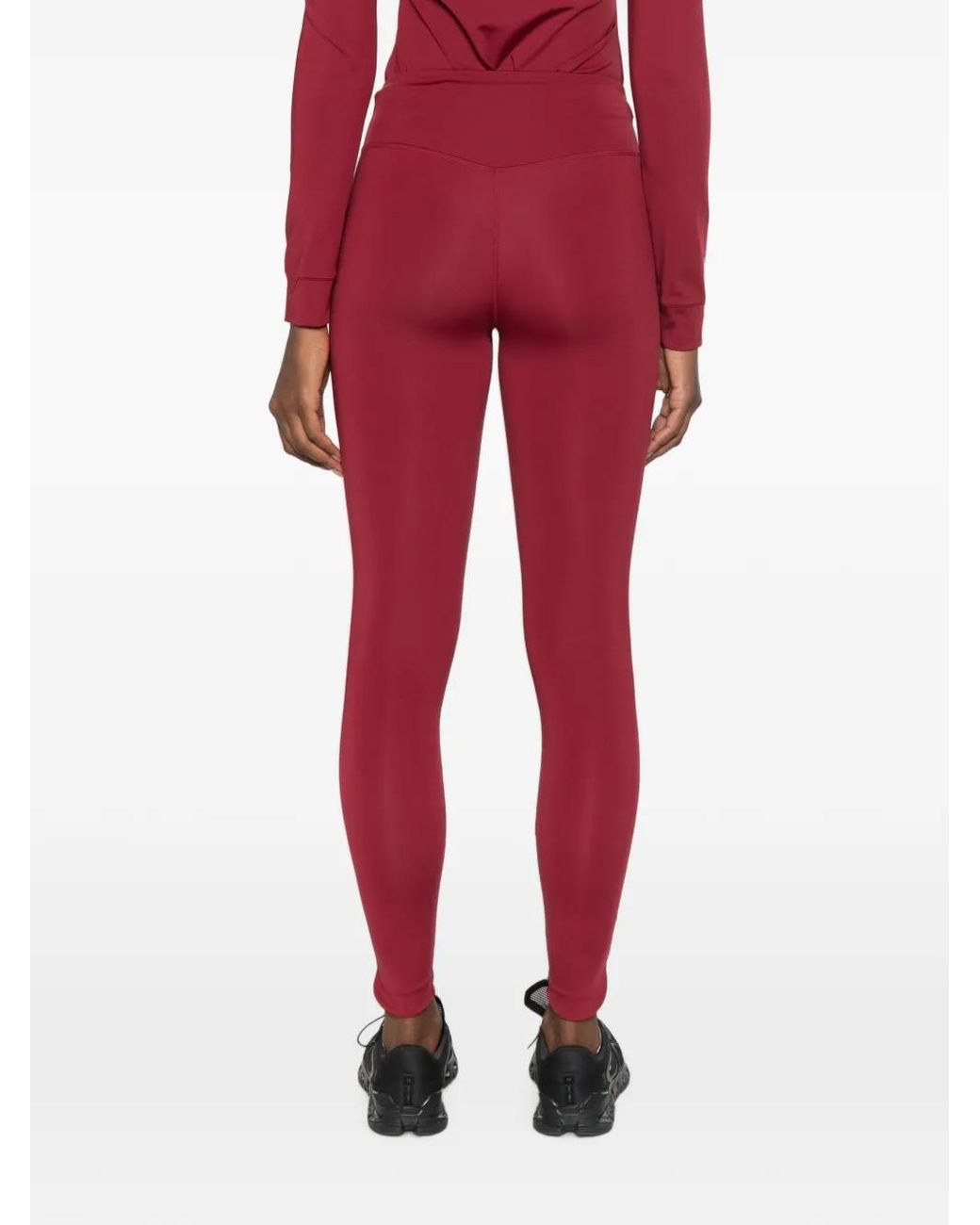 MACRON Red High-Waisted Performance Leggings