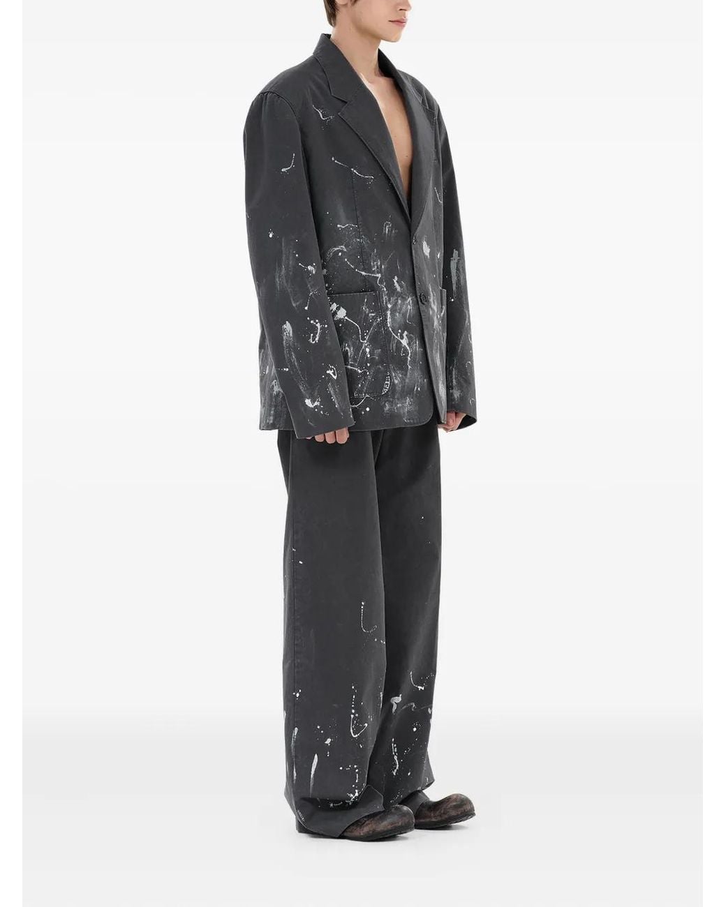 we11done Gray Paint-Splatter Blazer for men