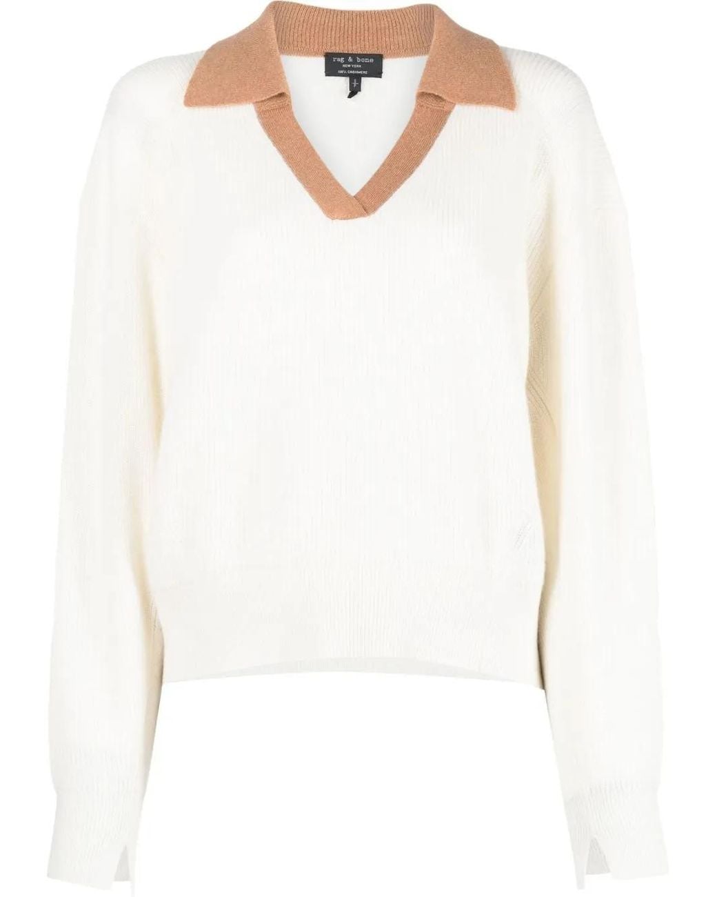 Rag & Bone White Collared Cashmere Jumper
