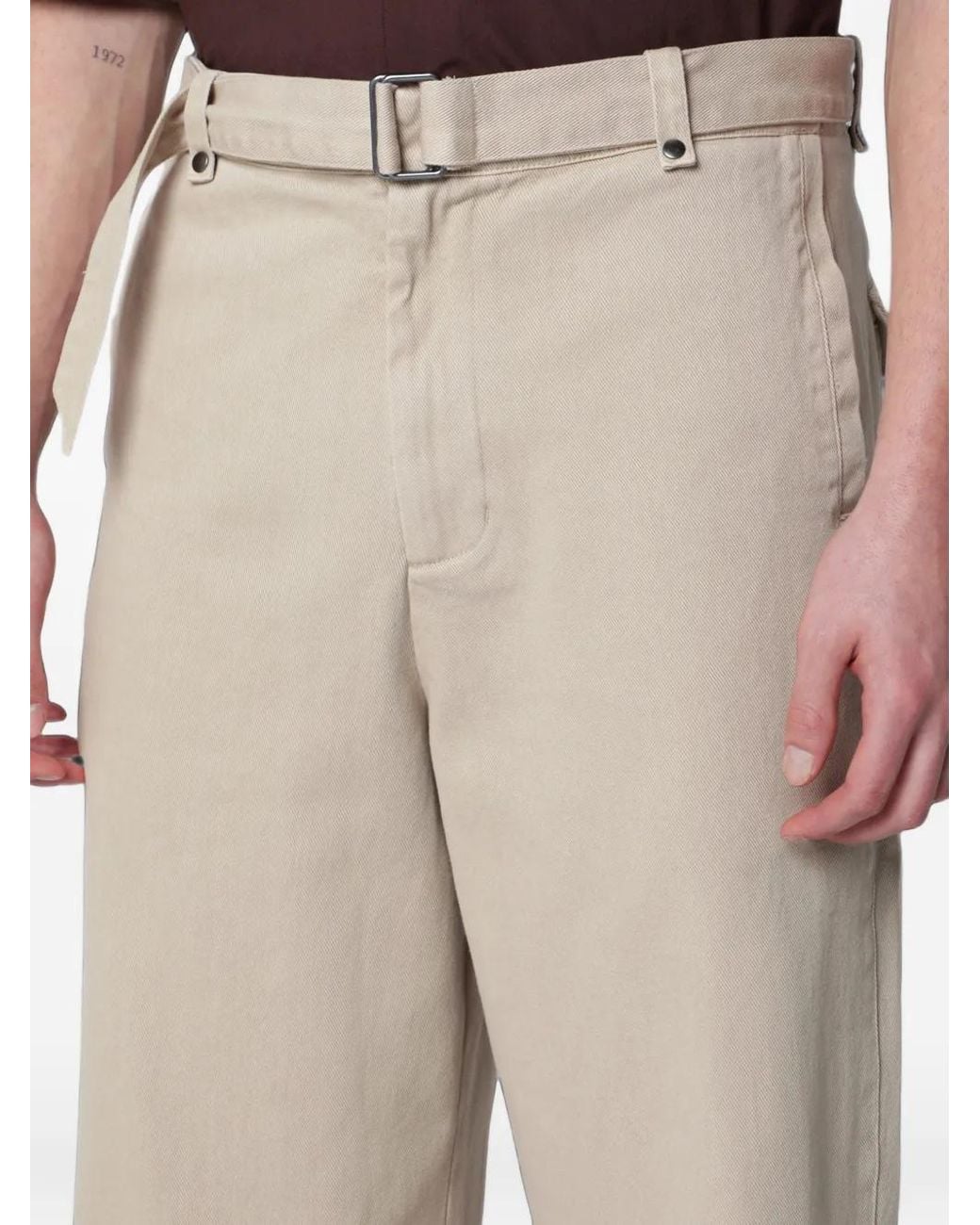 Entire studios Natural Gully Belted Cotton Trousers for men