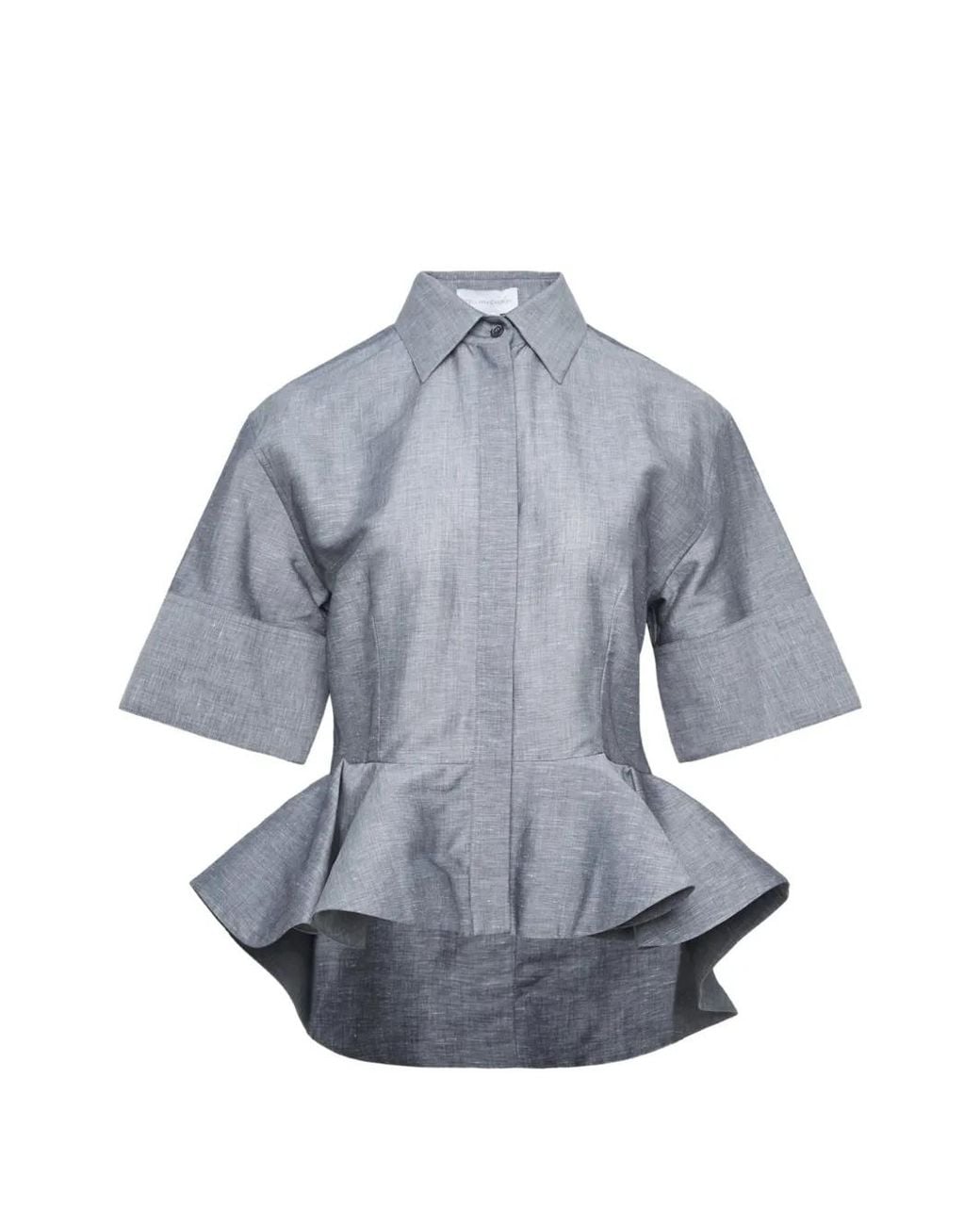 Stella McCartney Blue Peplum Cotton Shirt