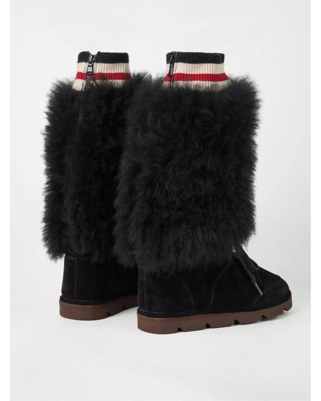 Brunello Cucinelli Black Panelled Mid-Calf Boots