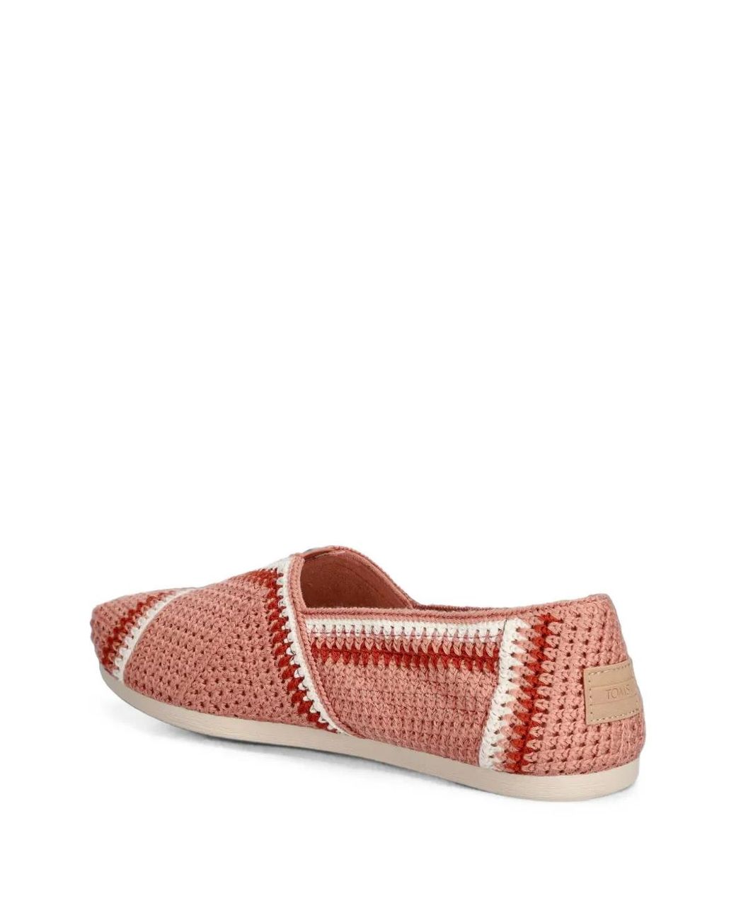 TOMS Pink Alpargata Crochet-Knit Striped Espadrilles