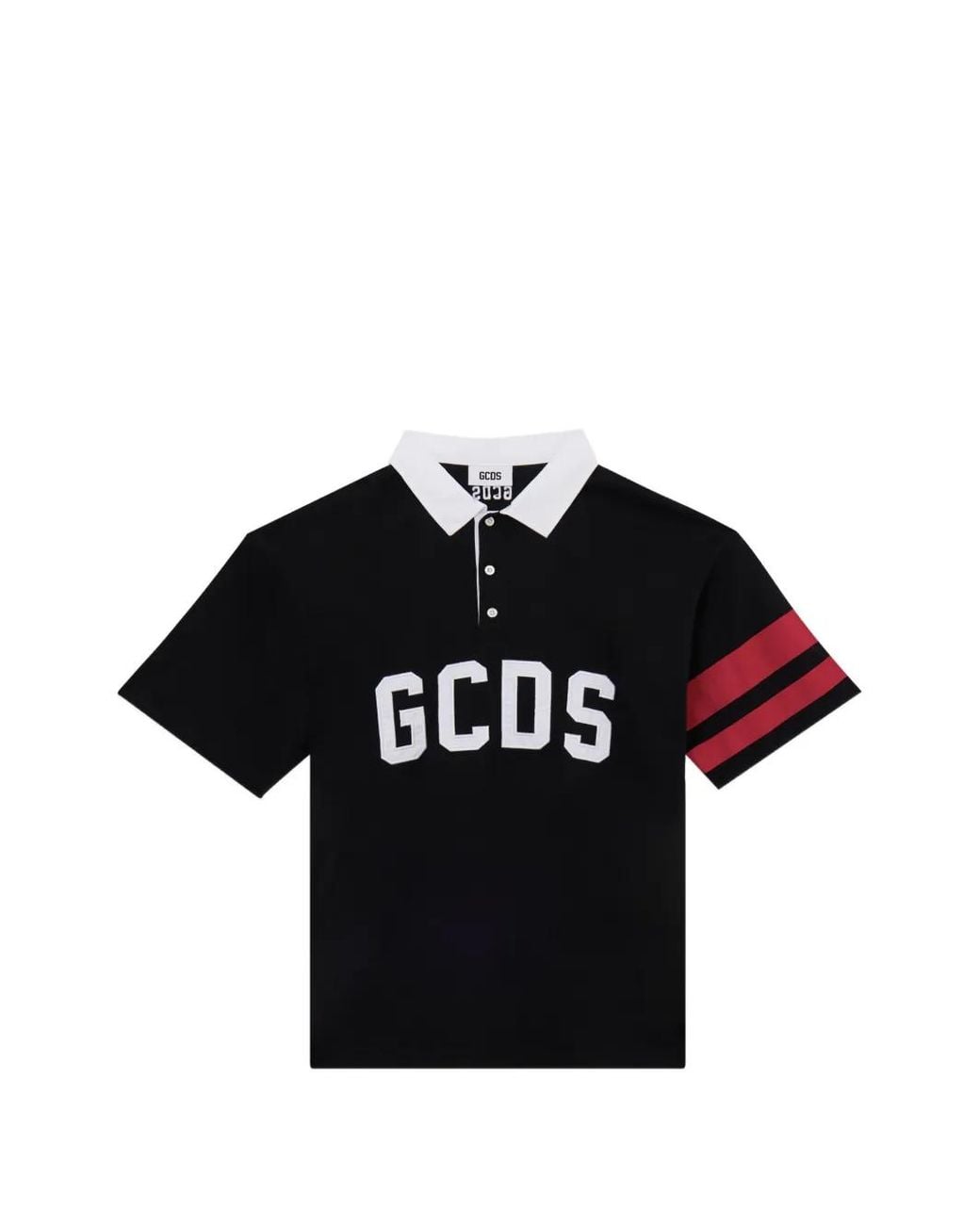 Gcds Black Logo Striped Polo Shirt for men