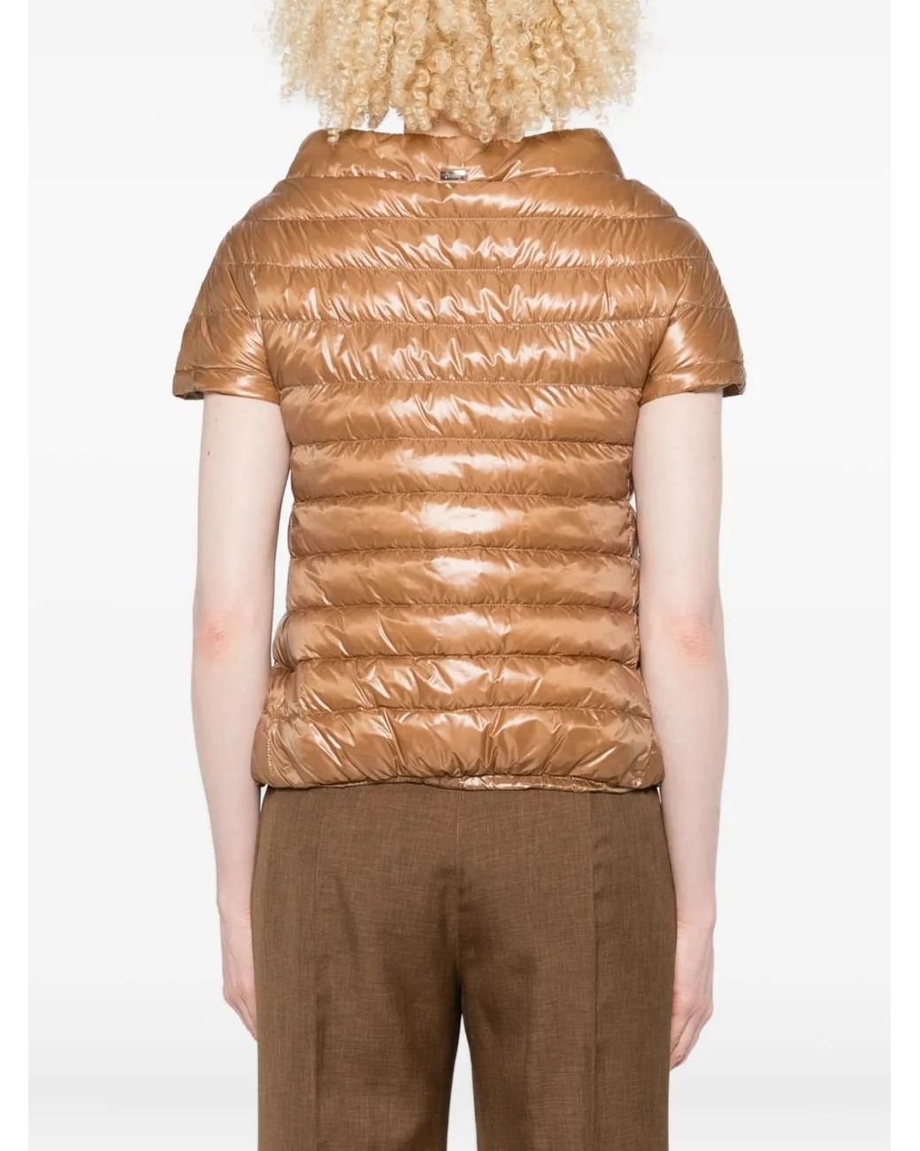 Herno Natural Glossy-Finish Short-Sleeved Puffer Jacket