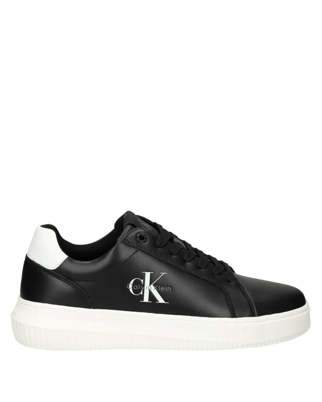 Calvin Klein Black Logo-Detail Leather Sneakers for men