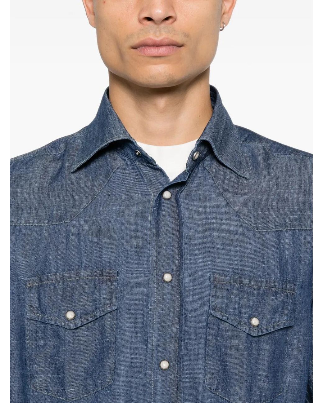 Camisa Con Botones Eleventy de hombre de color Blue