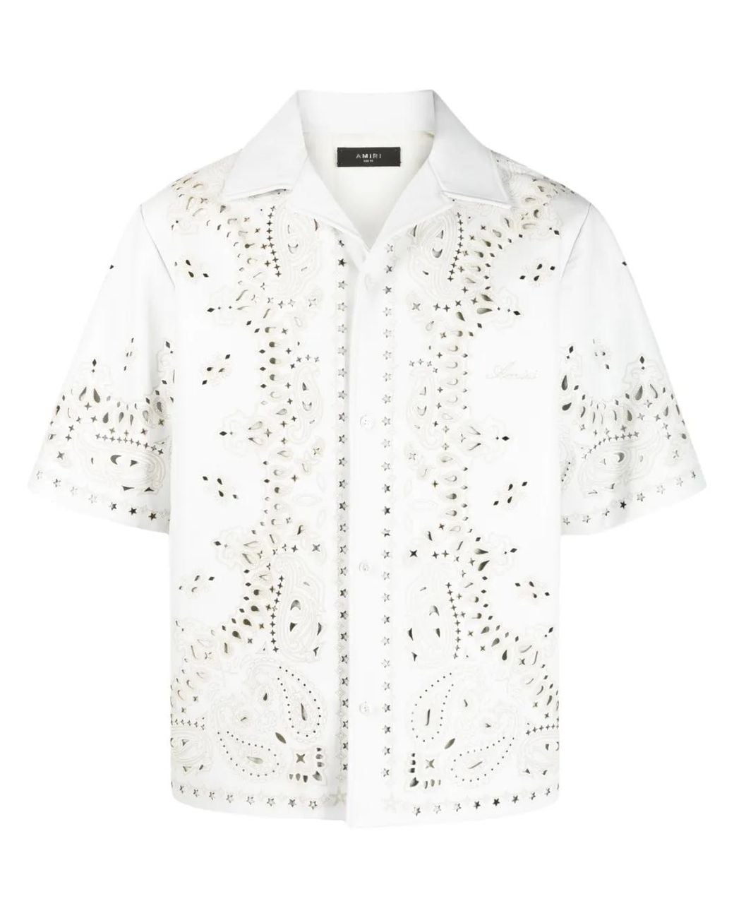 Amiri White Bandana Leather Camp Shirt for men