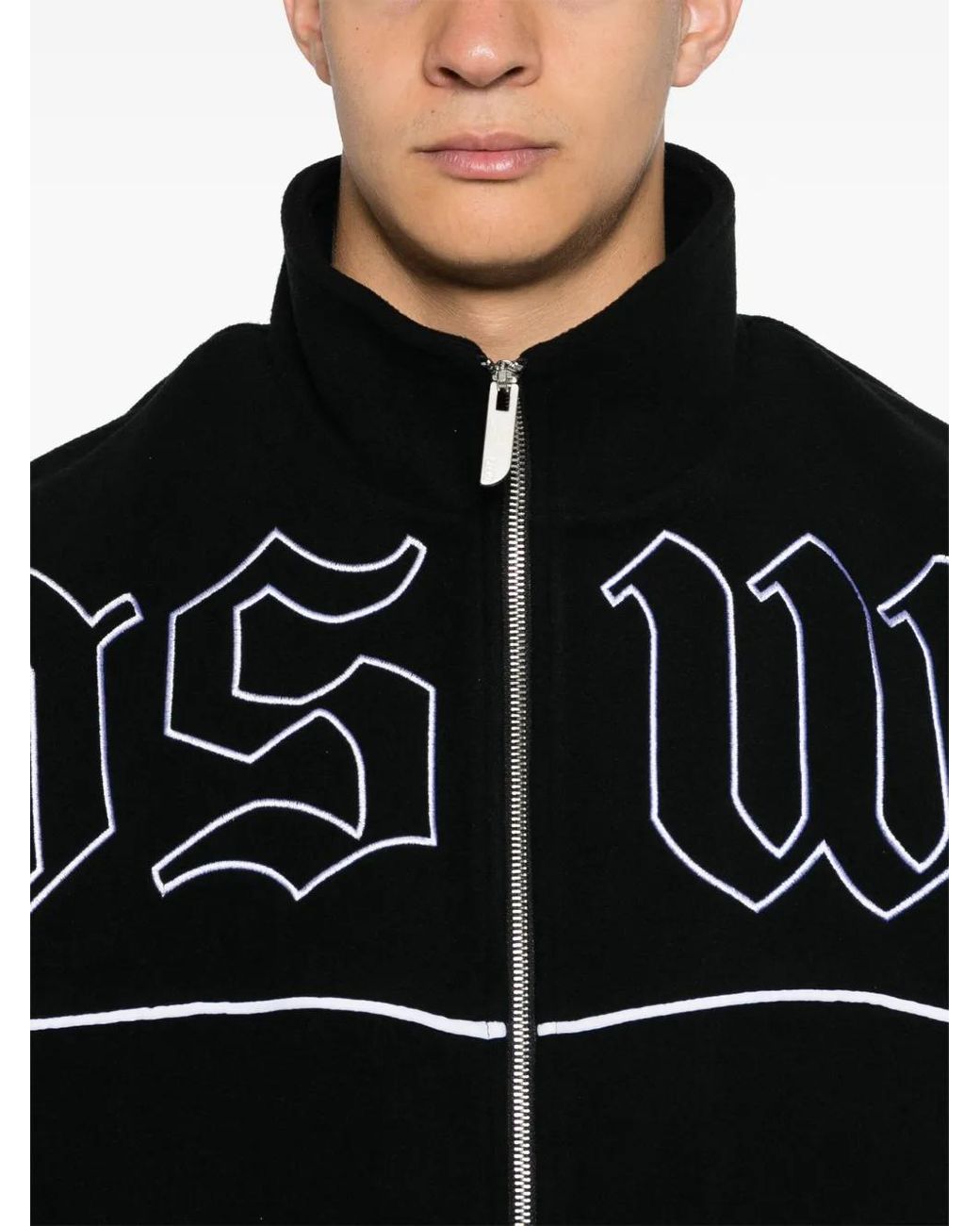 Gcds Black Embroidered-Logo Jacket for men
