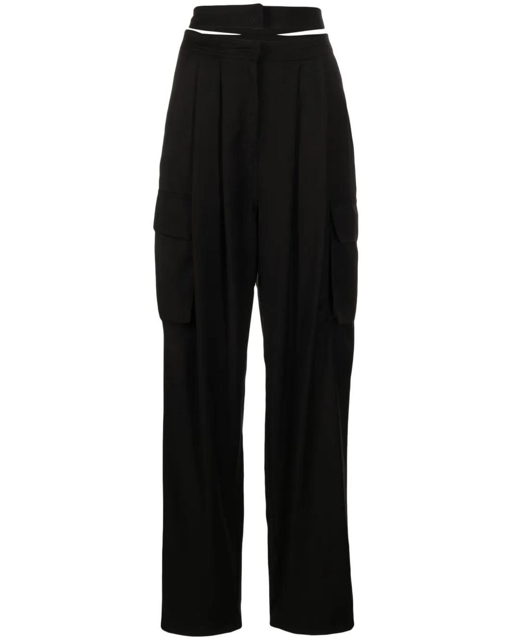 ANDREADAMO Black Pleated Cut-Out Cargo Trousers