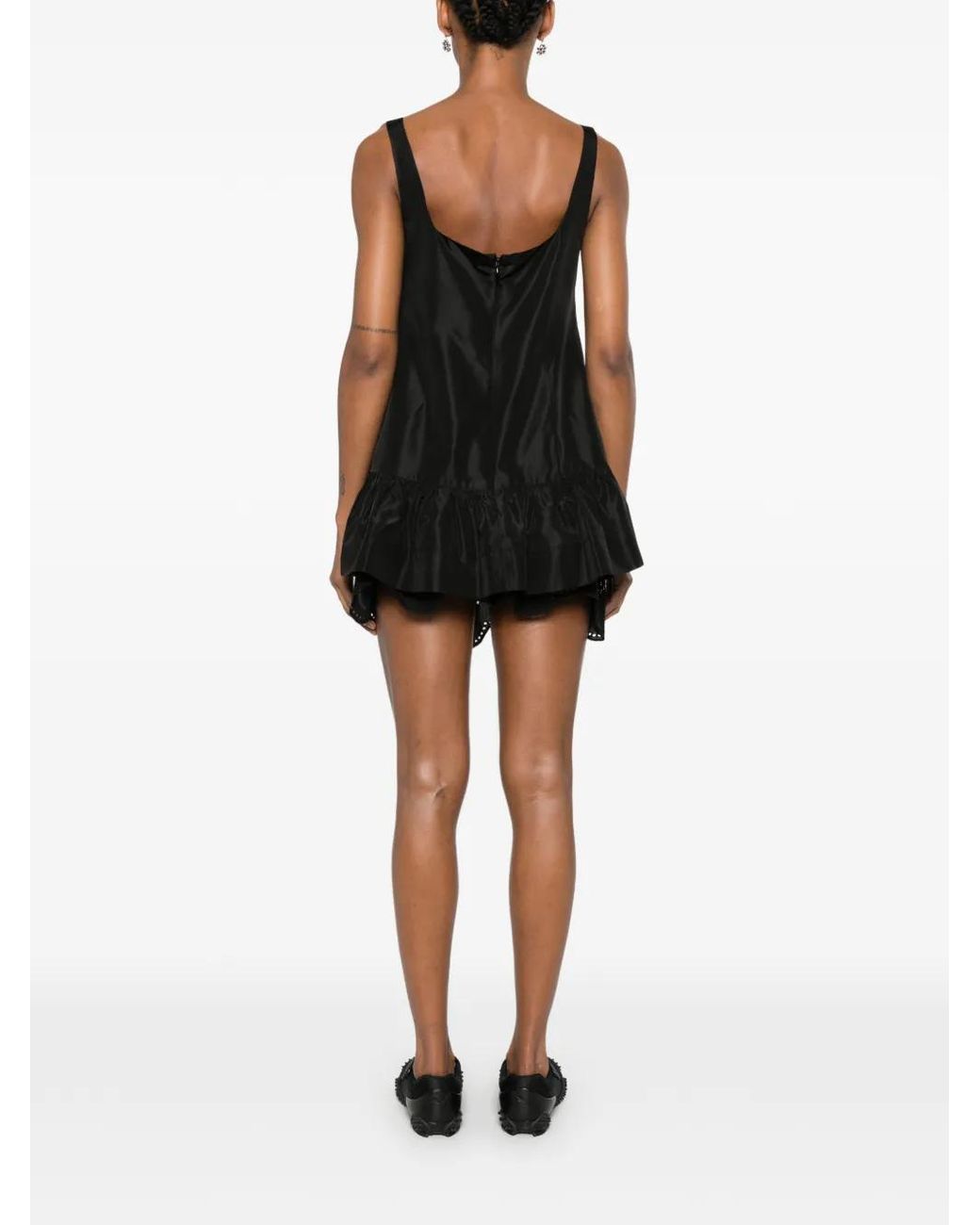 Simone Rocha Black Asymmetric-Neck Ruffled Top