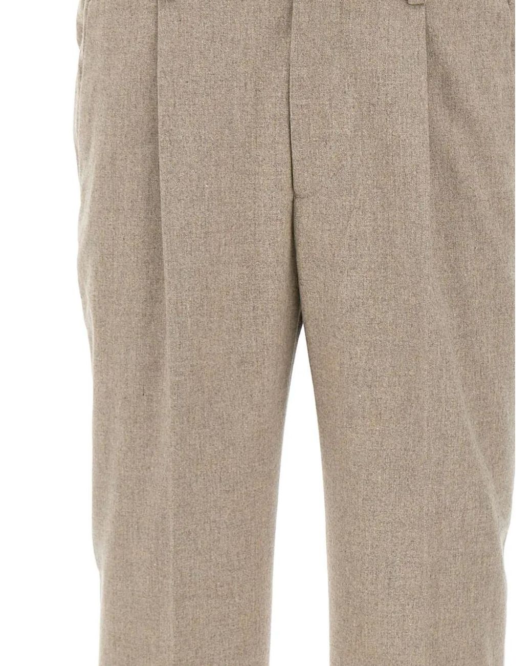 Devore Natural Pleated Brushed Trousers for men
