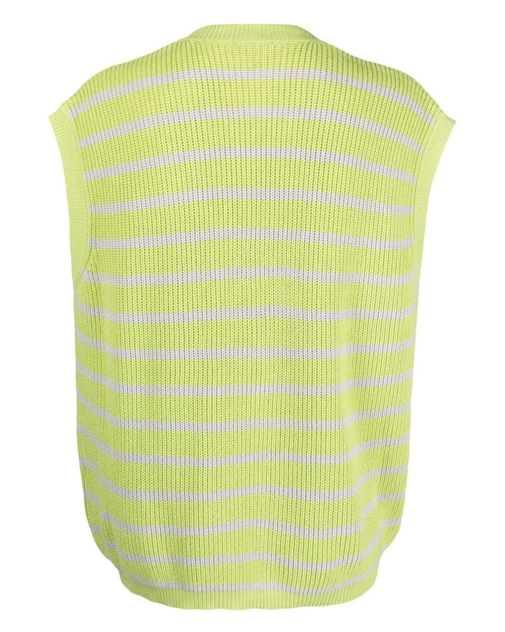 Emporio Armani Green Horizontal-Stripe Print Knitted Top