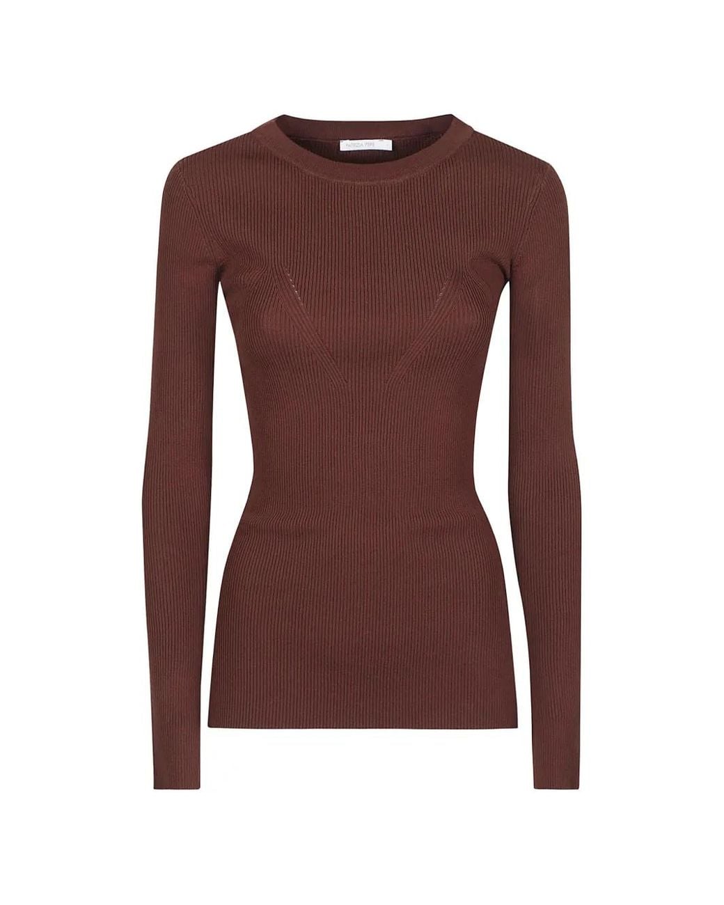 Patrizia Pepe Purple Ribbed-Knit Long-Sleeve Sweater