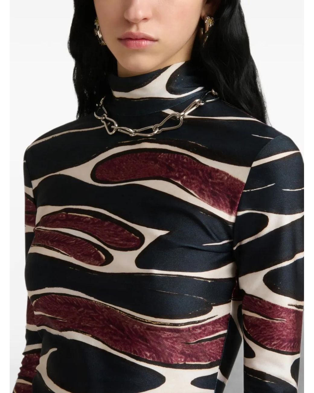 Marni Black Crimson Flow Turtle-Neck T-Shirt