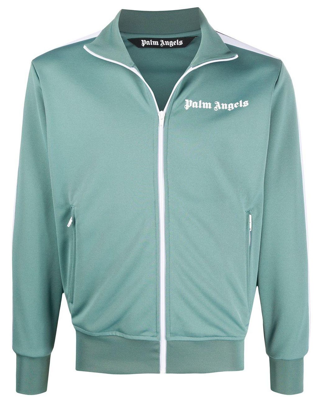 Palm Angels Logo Track Zipped Sweatshirt in Green for Men - Save 9% - Lyst