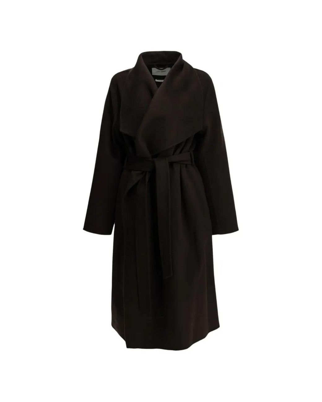 IVY & OAK Black Carrierose Belted Shawl-Lapel Coat