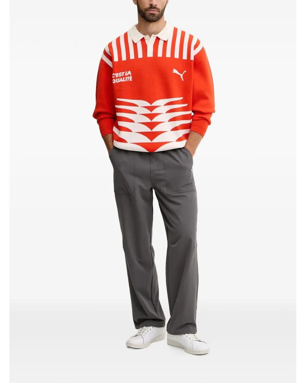 PUMA Gray Logo Track Pants for men