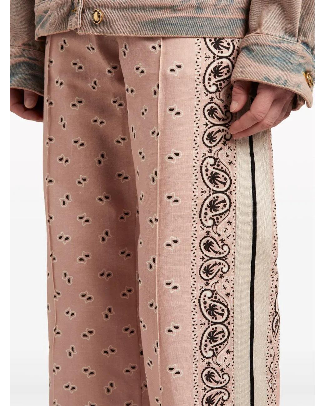 Palm Angels Pink Paisley-Print Wide-Leg Trousers