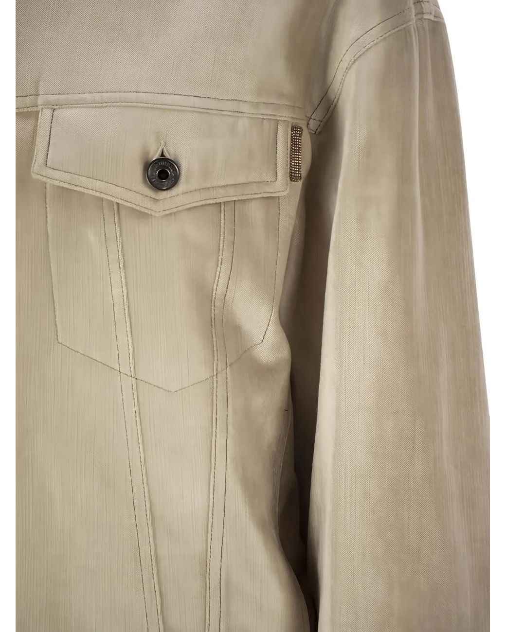 Brunello Cucinelli Natural Button-Fastening Jacket