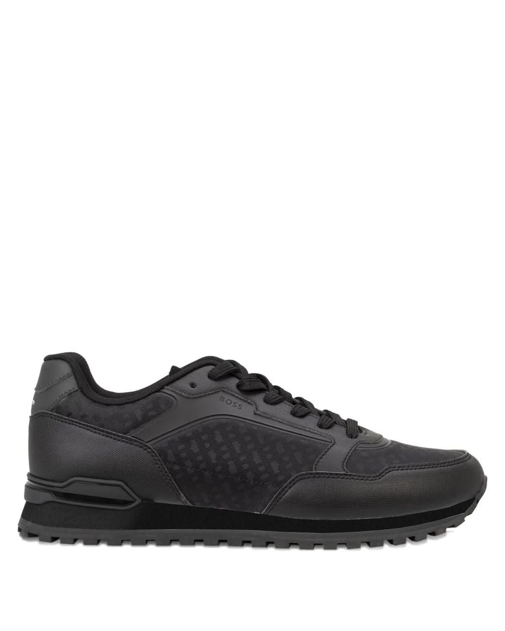 Boss Black Patterned Lace-Up Sneakers for men