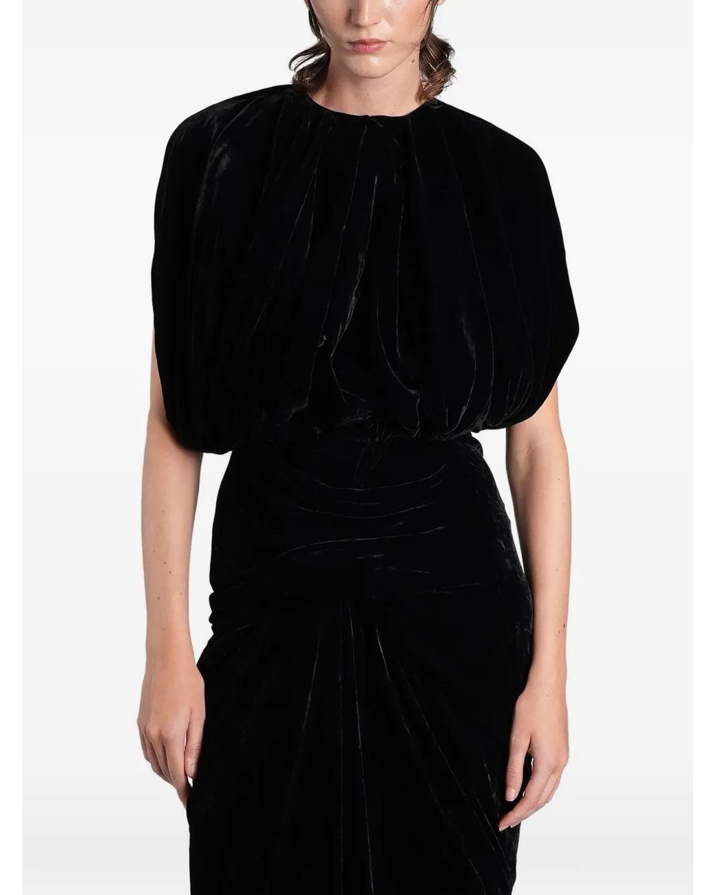 Rick Owens Black Ruched Velvet Dress