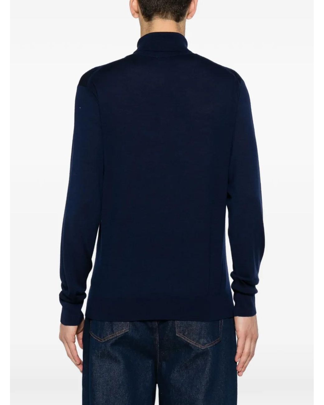 Eleventy Blue Roll-Neck Wool Sweater for men