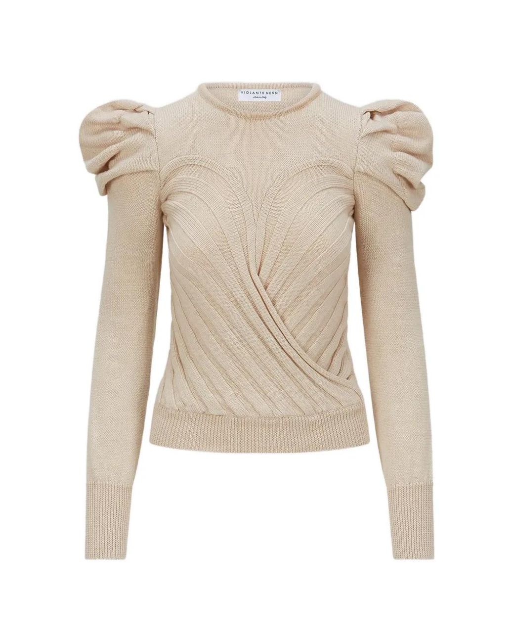 Violante Nessi White Puff-Sleeve Sweater