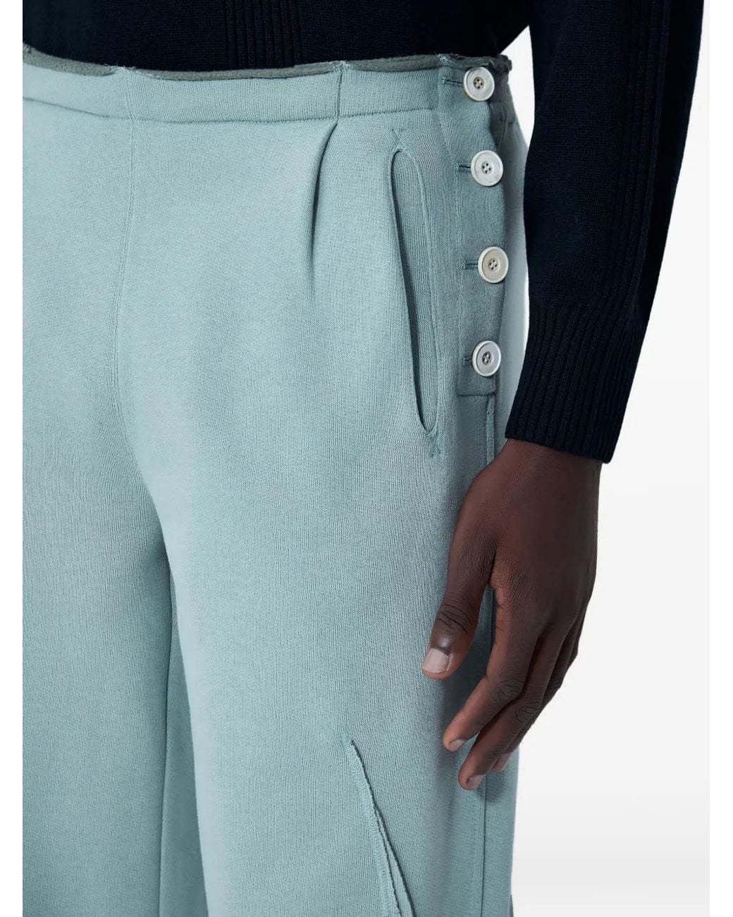 Kiko Kostadinov Blue Vig K Dart Panel Fraying Trousers for men