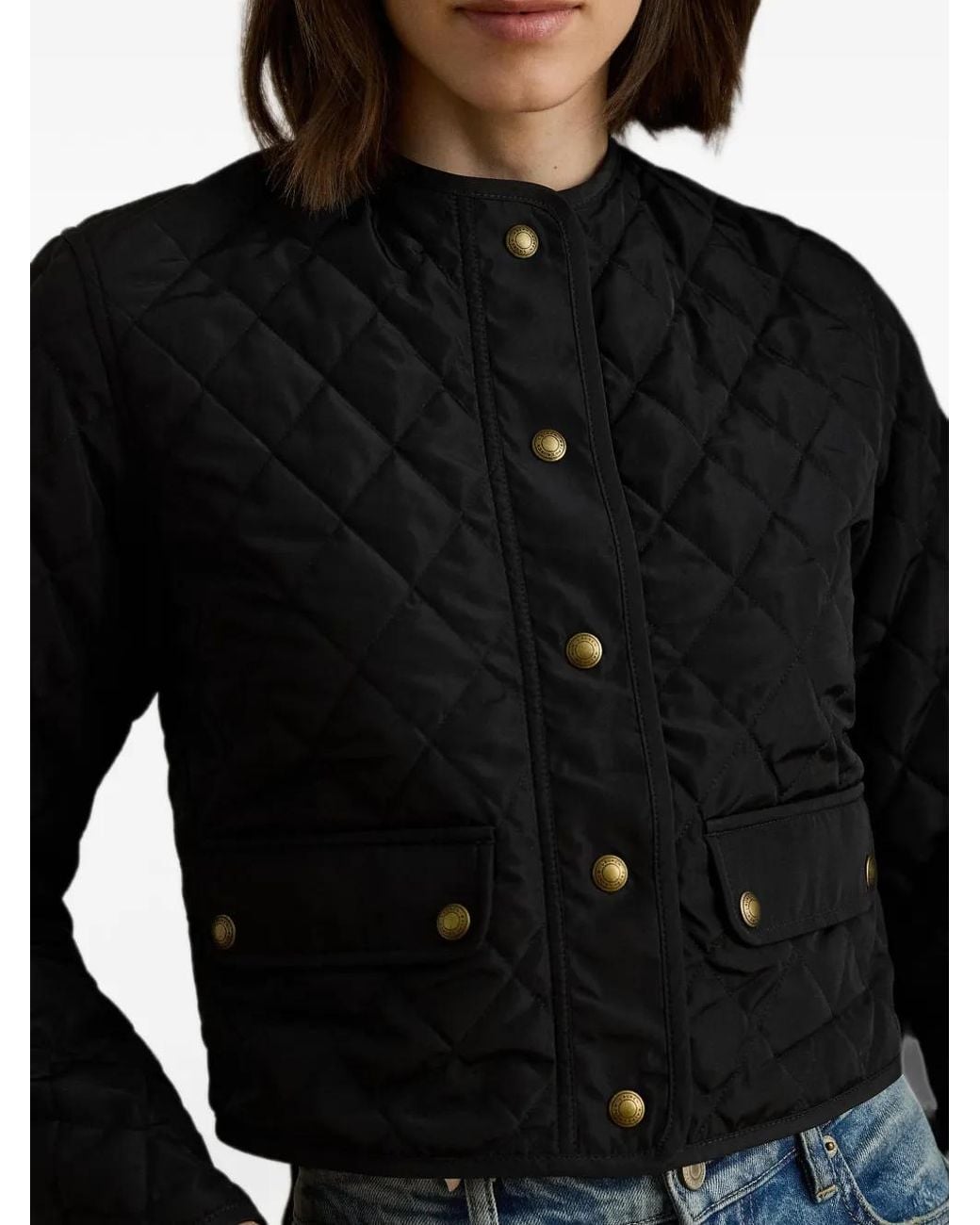 Ralph Lauren Black Quilted Button-Front Jacket