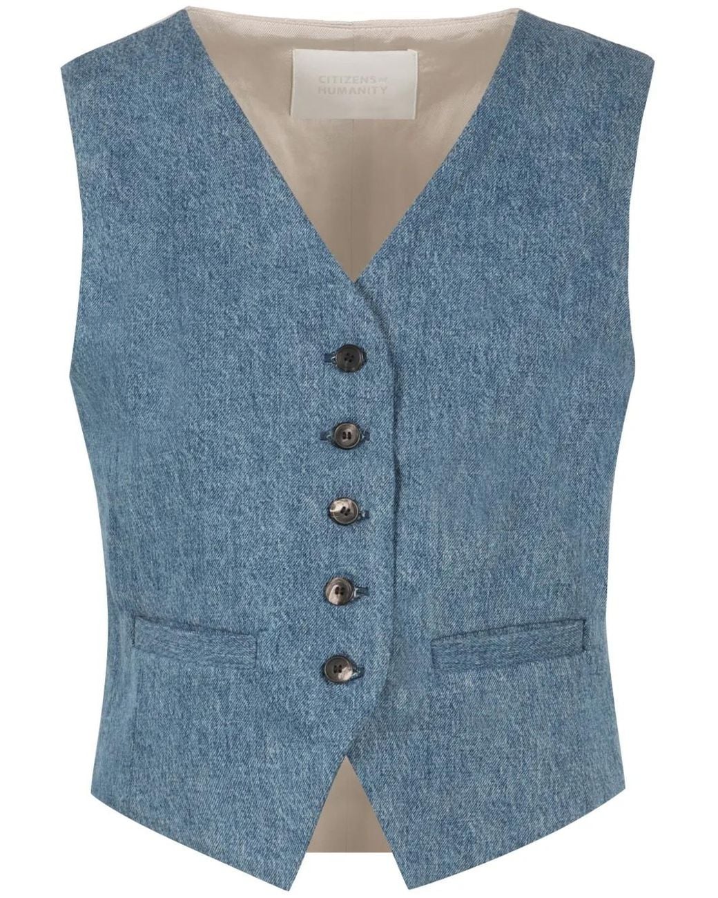 Citizens of Humanity Blue V-Neck Denim Gilet
