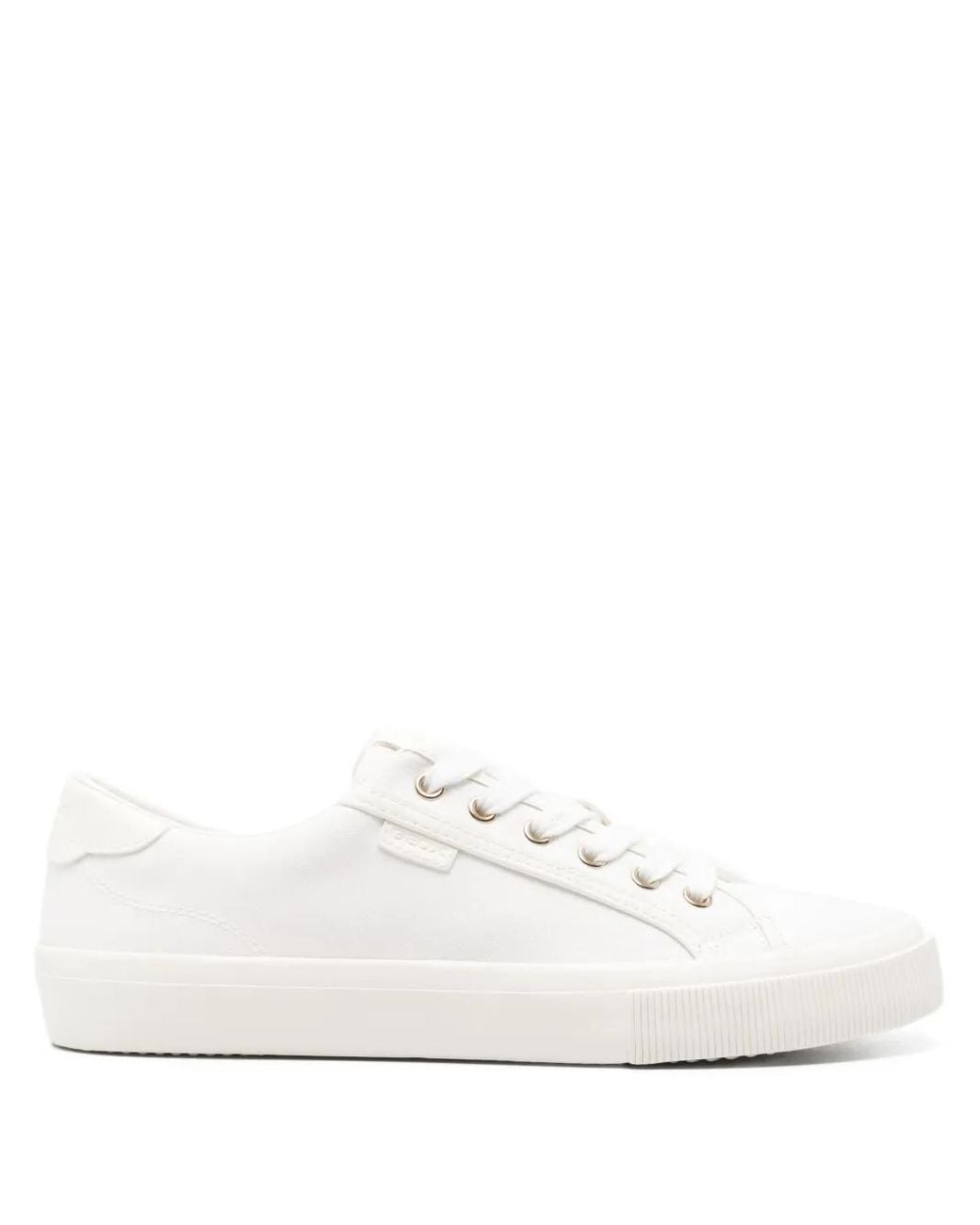 Geox White Emmeleny Leisure Lace-Up Flat Sneakers