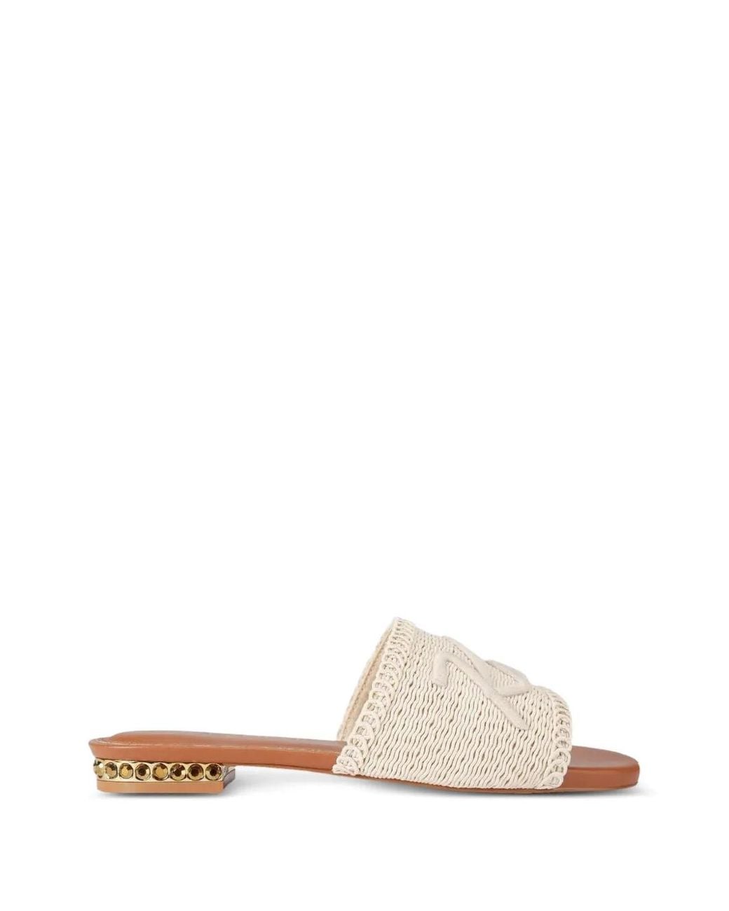 Kurt Geiger White Woven Flat Sandals