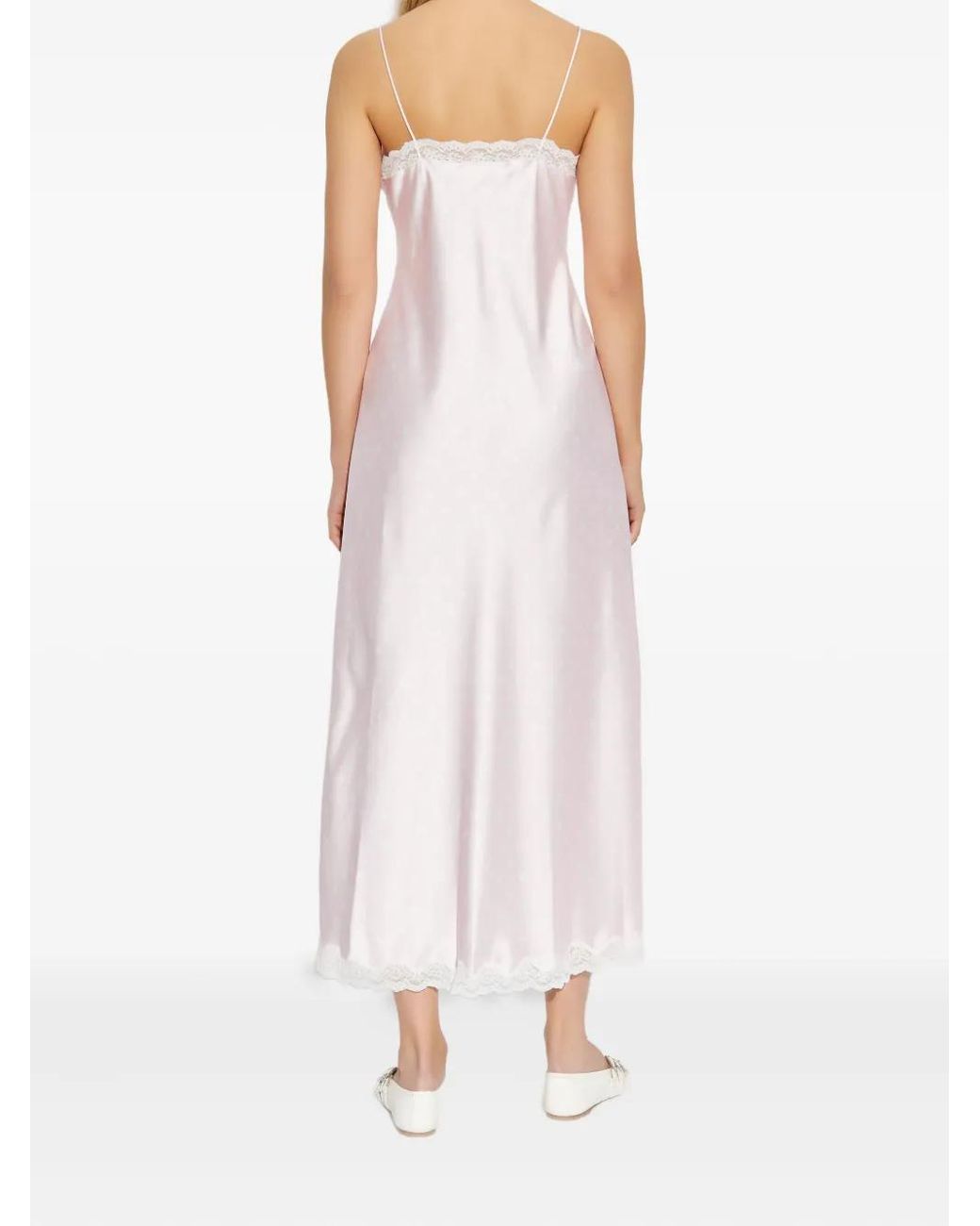 LoveShackFancy White Manuela Lace-Trimmed Polka-Dot Maxi Dress