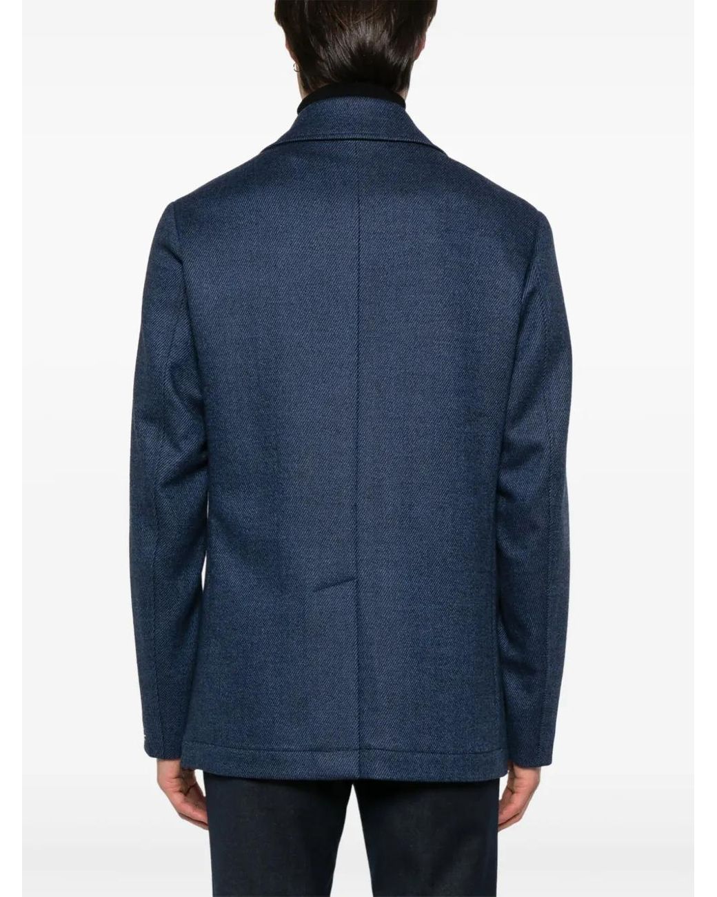 Corneliani Blue Striped Peacoat for men