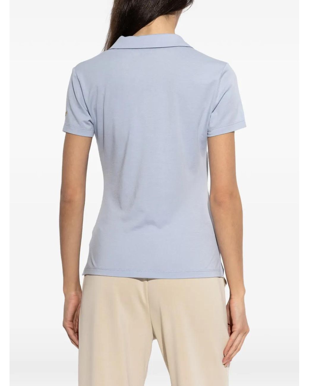 EA7 Blue Embellished-Logo Polo-Collar T-Shirt