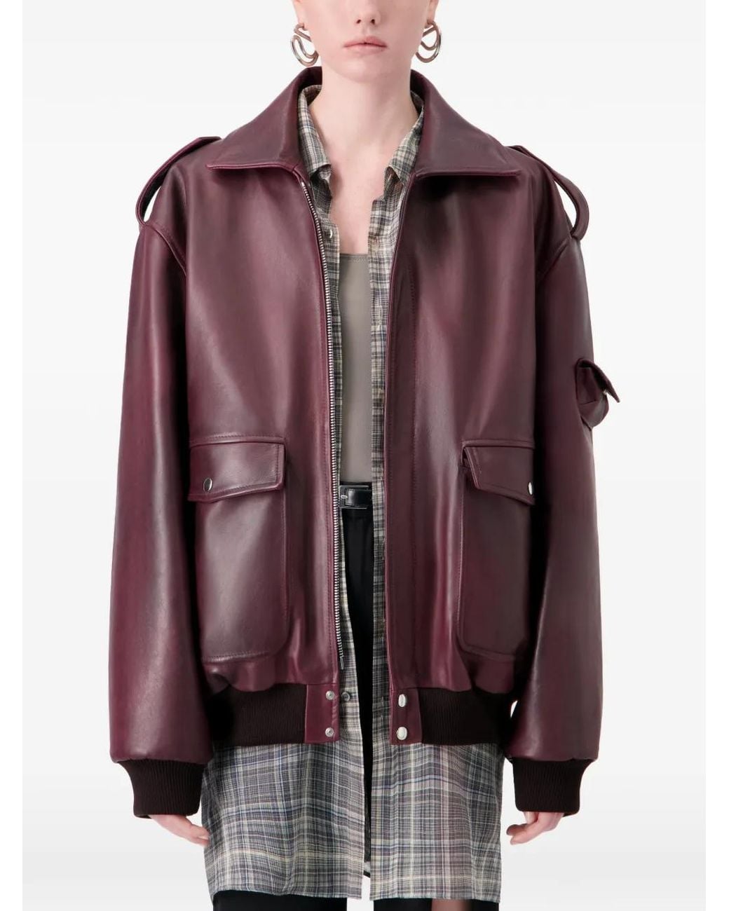 Coperni Purple Oversized Leather Jacket