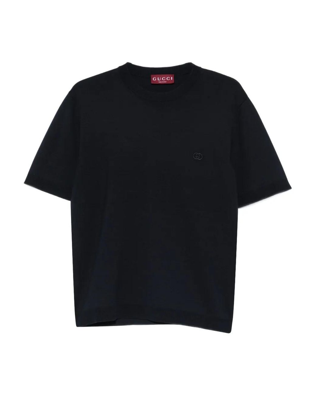 Gucci Black Silk Cotton T-Shirt With Embroidery for men