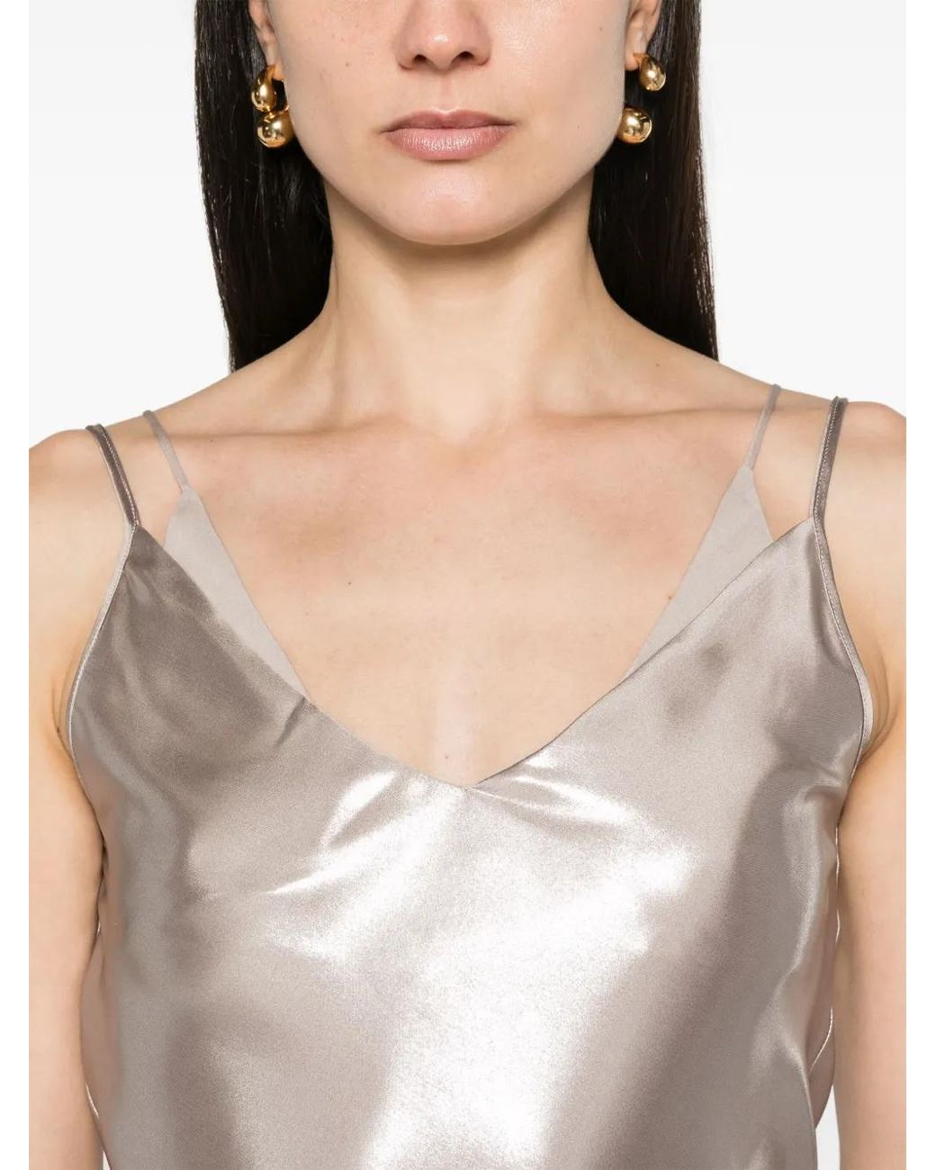 Boss Multicolor V-Neck Metallic-Sheen Tank Top