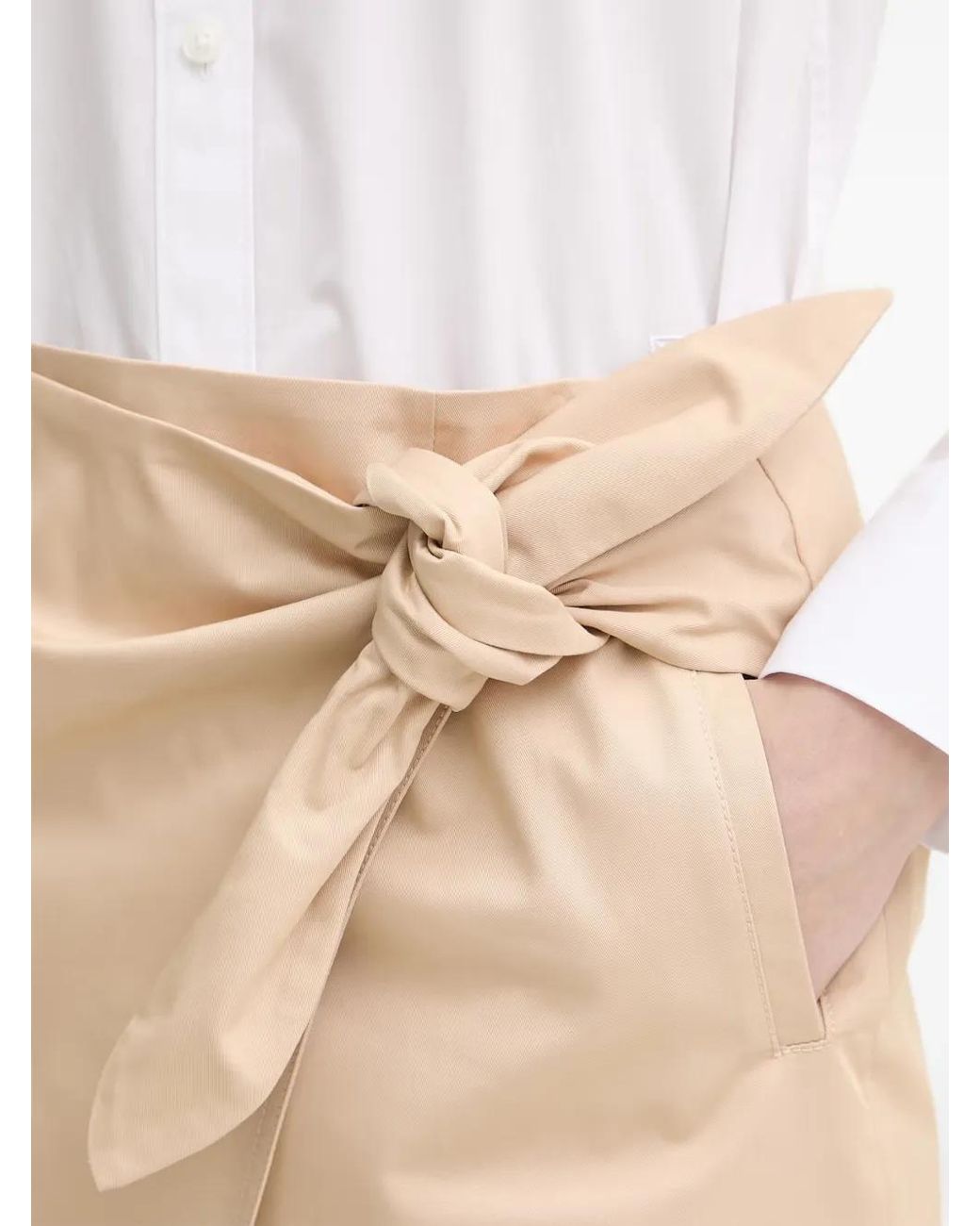 Isabelle Blanche Natural Knot-Detail Wrap Mini Skirt