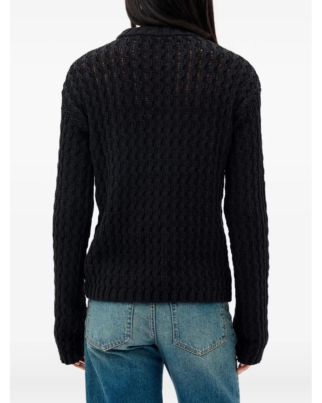 Ann Demeulemeester Black Areld Chunky-Knit Cotton Sweater for men