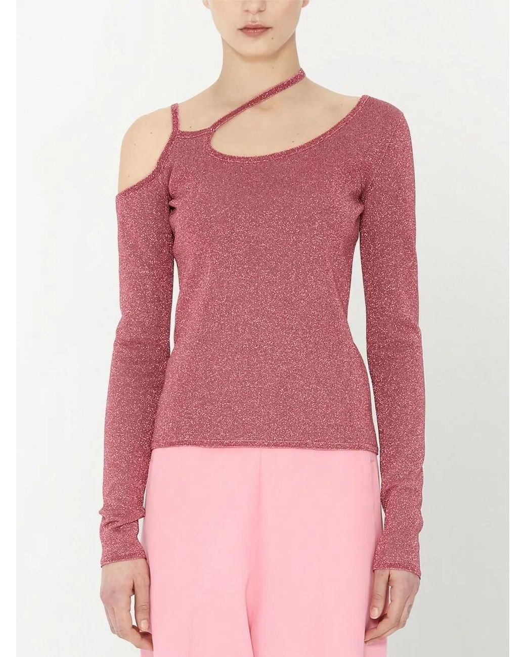 J.W. Anderson Pink Cut-Out Metallic Asymmetric Top