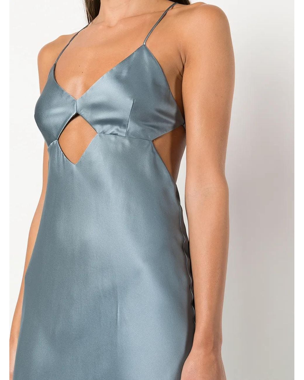 Michelle Mason Blue Cut-Out Detail Silk Gown