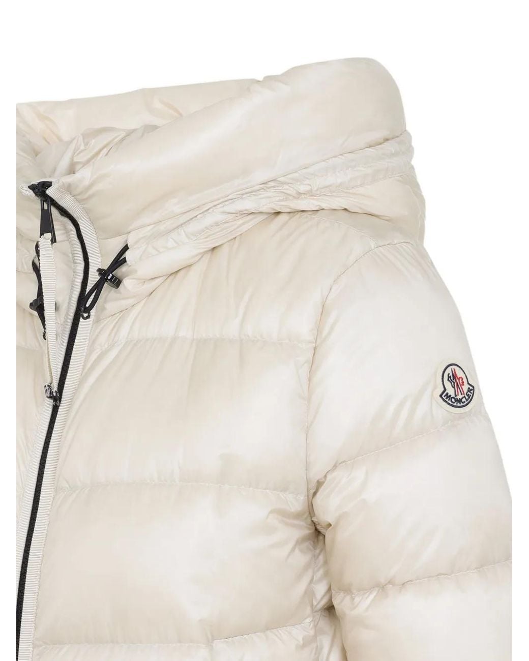 Moncler White Zip-Up Quilted Coat